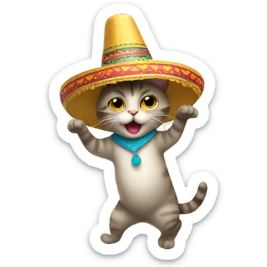 cat dancing with a sunbrero sticker