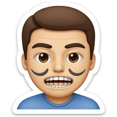 realistic grinding teeth emoji with their mouth closed sticker