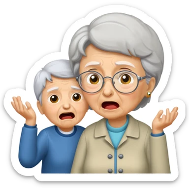 the grandma must be yelling at the boy  sticker