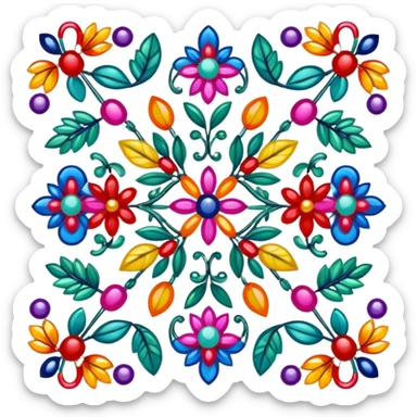 Create an icon that represents the hobby of beadwork. The design should feature colorful beads or a beadwork pattern. The icon should be clear, simple, and visually striking, with vibrant colors that reflect the artistic and creative nature of the hobby. The background should be transparent. sticker