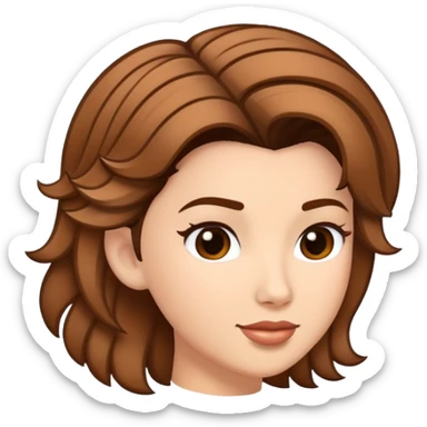 emoji-style digital illustration of a short, voluminous hairstyle with prominent upward flicks, inspired by Thalia from Hercules, rich brown, black outline, flat and clean, white background sticker