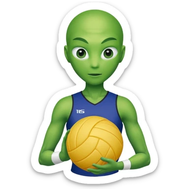 volleyball player, alien, with volleyball ball sticker