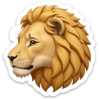 panthera leo male style wild, full flat  cute side profile design in 3d soft l centered composition cartoon style128x128 pixels sticker