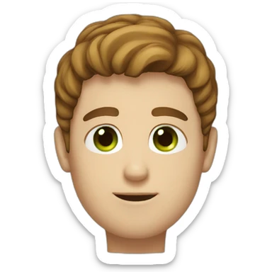 a guy with brown middlepart hair green eye sticker