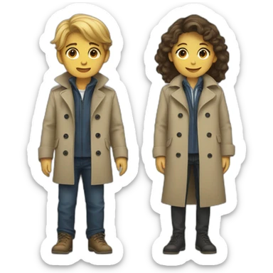 Two kids in a trenchcoat sticker