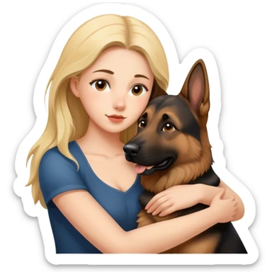 German Shepherd , Young Woman umarmen  sticker