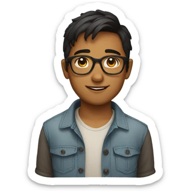 a boy with specs headshot indian sticker