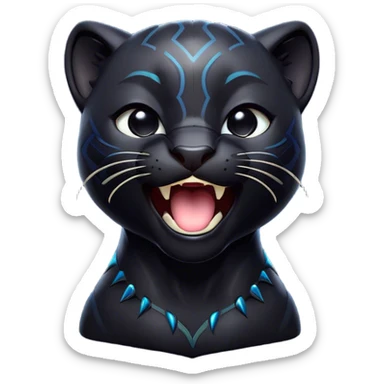 Cinematic Cute Yawning black Panther Portrait Emoji, Head tilted slightly with a dramatic, wide-open yawn, showcasing a sleek, shadowy form with drowsy, half-closed eyes and a relaxed, open expression, Simplified yet irresistibly adorable features, highly detailed, glowing with a soft, cozy dark glow, high shine, relaxed yet expressive, stylized with a dash of whimsical elegance, soft glowing outline, capturing the essence of a drowsy yet affectionate jungle guardian that appears ready to stretch out for a nap! sticker