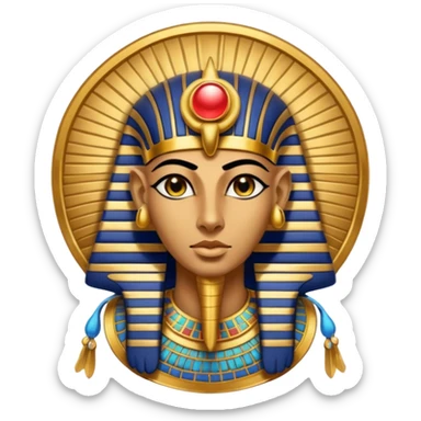 An emoji of the Egyptian god Ra. He has a falcon's head and wears a sun disk on top, with a solemn expression.

 sticker