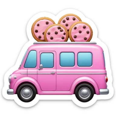 Pink bakery delivery car cookies sticker