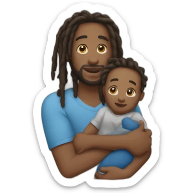 man with dreads with baby in arms  sticker
