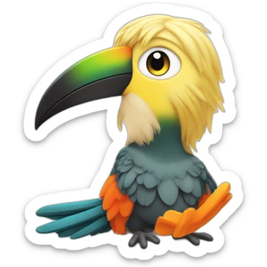 Blond Baby boy with toucan plush sticker