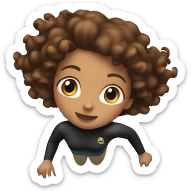 Girl with brown curly hair diving from a block into a pool sticker