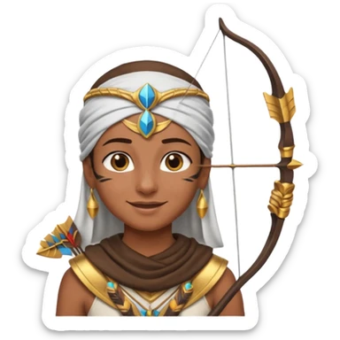 Emoji portrait of an Egyptian archer. Headcloth and arrow, focused expression. sticker
