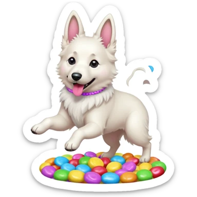 White belgian Shepard Dancing in Candyland sticker
