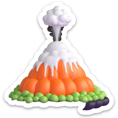 onion volcano with steam coming out sticker