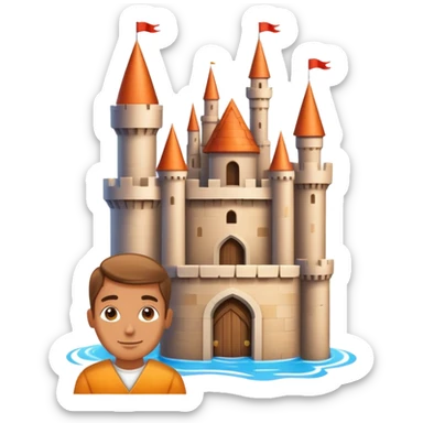 Visionary entrepreneur imagining completed castle instead of building blocks sticker