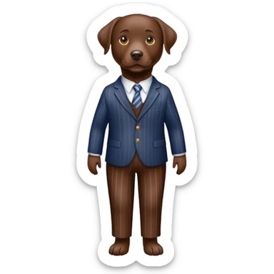 Chocolate lab with pinstriped pants sticker