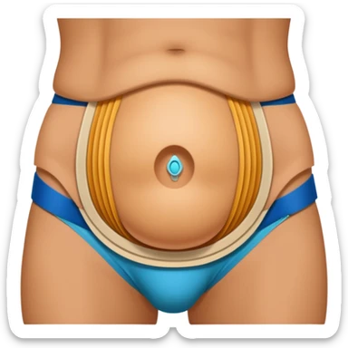 human body, focus on belly, ostomy belt sticker