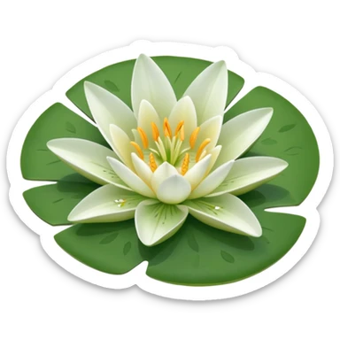 a pretty lily flower on a green circle lilypad sticker