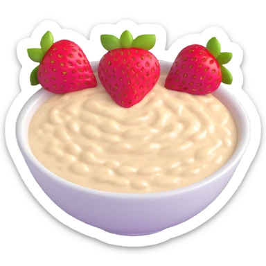 creamy oatmeal porridge with strawberry slices on top sticker
