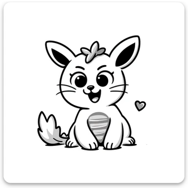 anime style bunny plant dragon with spikes, big expressive anime eyes, cute but fierce looking, detailed anime art style sticker