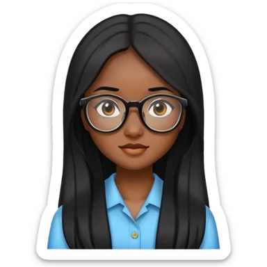 young Vietnamese girl head with long black hair and glasses sticker