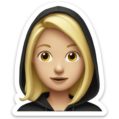 Blond girl wearing a black hoodie  sticker
