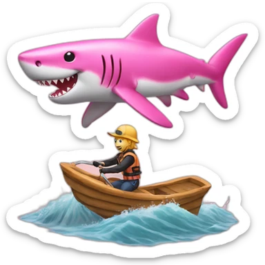 Pink Shark riding tiger sticker