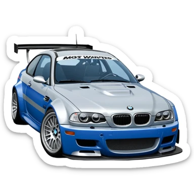 BMW M3 GT R E46 NEED FOR SPEED MOST WANTED'TAKI MAVI GÜMÜŞ  sticker