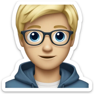 Blond boy teenager with blue eyes and glasses and wide pants sticker
