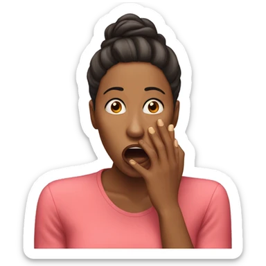 Woman shocked facial expression with hand over her mouth sticker