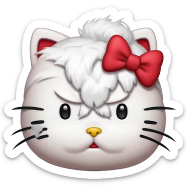 hello kitty frowning, steam coming from head, angry expression sticker