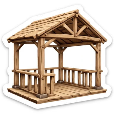A rustic, organic wooden structure in the Lycian style, made from solid timber using interlocking construction techniques. sticker