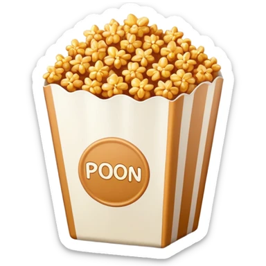 minimalist caramel popcorn in a plain package, golden brown caramel color, extremely simple design, no text, glossy iOS emoji style sticker