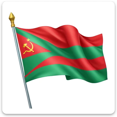 The flag of Transnistria, a horizontal tricolor of red, green, and red stripes with a hammer and sickle in the upper left corner, waving in the wind. sticker