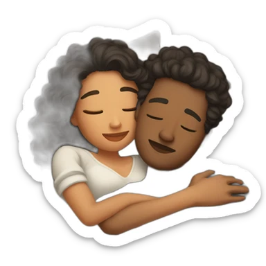 two lovers cuddling while lying down sticker