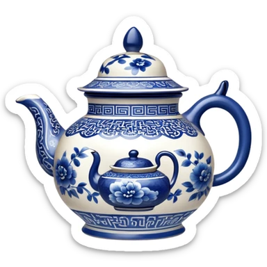 blue Chinese teapot sticker