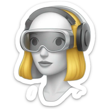 Femme qui un casque de réalité virtuelle avec et arme sticker