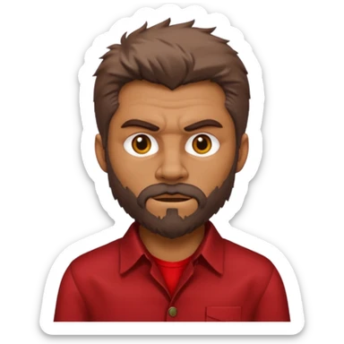 The Wolfman with red dress shirt, brown fur sticker