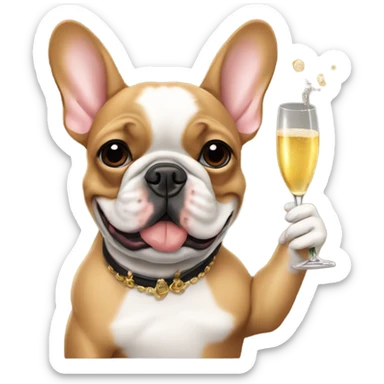 Red Fawn French bulldog drinking champagne  sticker