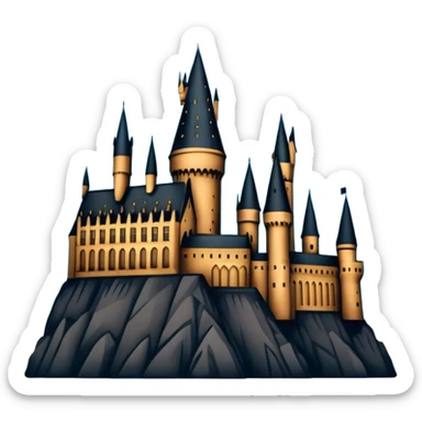 Harry Potter series, Hogwarts castle silhouette with stars, outlined icon sticker