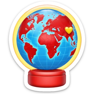 A glowing heart wrapped around a small globe, symbolizing love for travel and the world. Modern emoji design, vivid yet soft colors, clean background. sticker