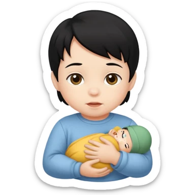 black hair infant sticker