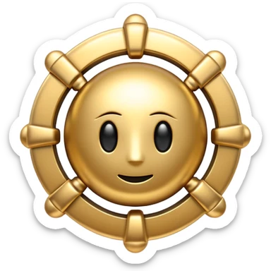 abstract amulet emoji, liquid metal form, symmetrical design, mystical futuristic 3D icon, isolated on white sticker