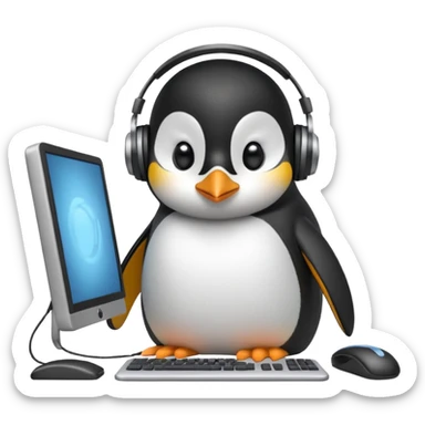 penguin is doing a hack sticker