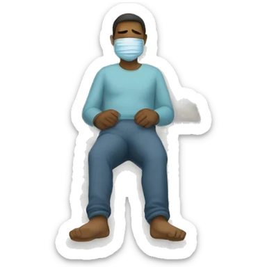 A man have mask and sleeping on bed sticker
