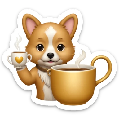 dog  holding ah tea cup sticker