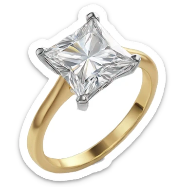 2 ct Princess cut engagement ring solid gold band sticker