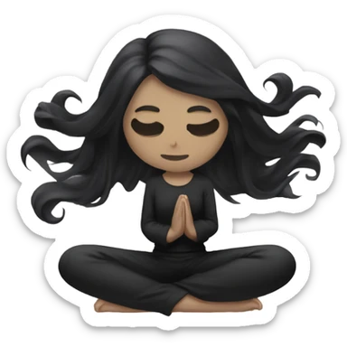 goth white girl and black hair meditating sticker